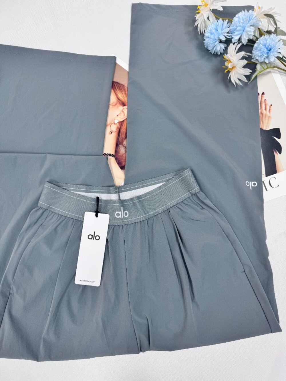 💙ALO Yoga (Regular) Steel Grey 😆 Suit Up Trousers Wide-leg Casual Pants